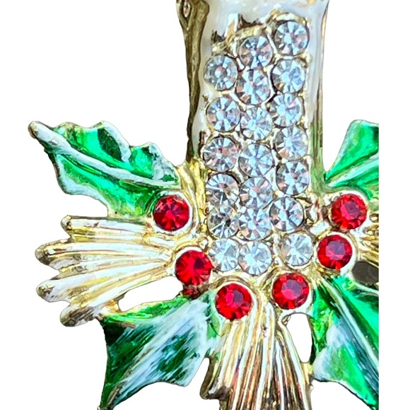 VINTAGE 1950s🎄 CHRISTMAS BROOCH Candle & branches Private Collection Never Worn - Picture 10 of 16